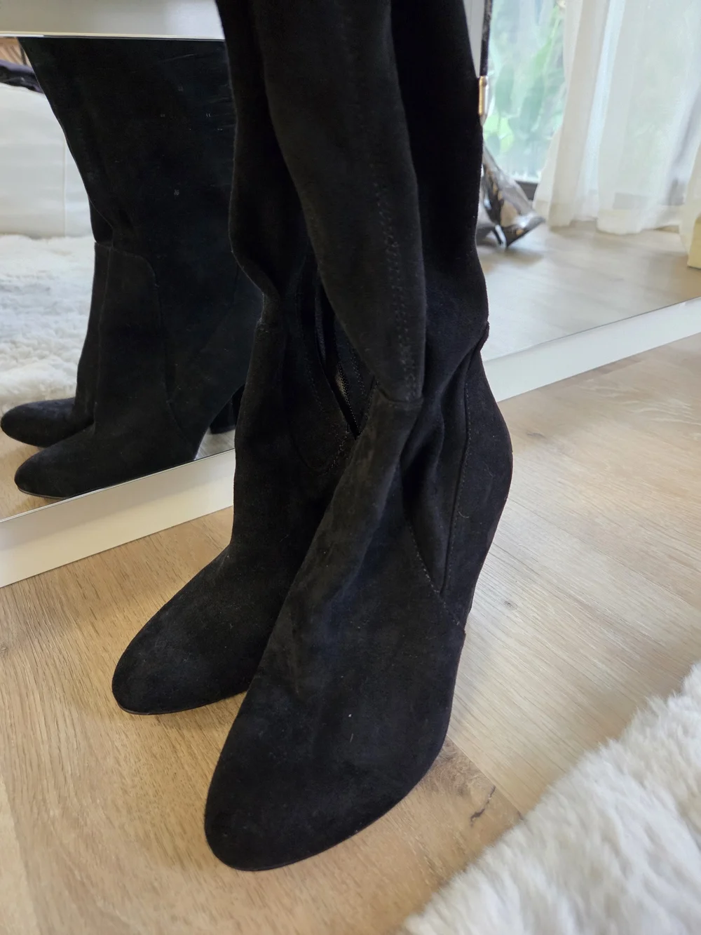 Dolce Vita Black Suede Over-the-Knee Block Heel Boots